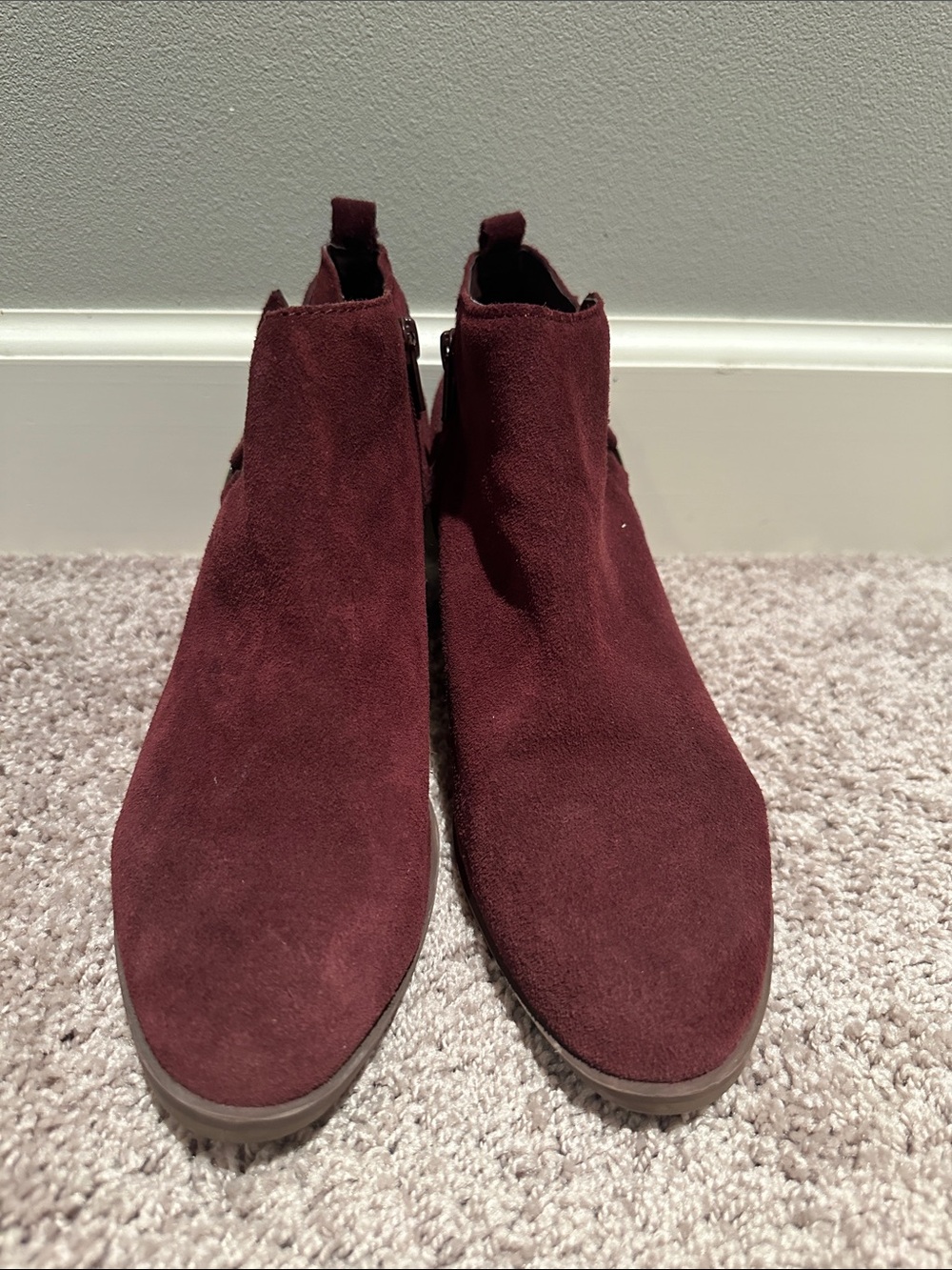 Sonoma Burgundy Suede Ankle Booties